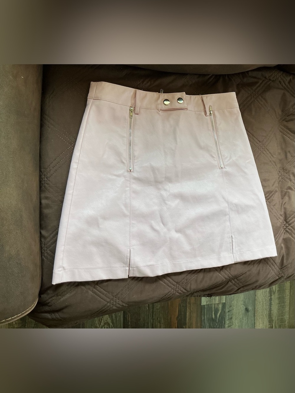 Baby pink Faux Leather Midi Skirt – mi Ami for Francesca’s -Size Small - Picture 3 of 6